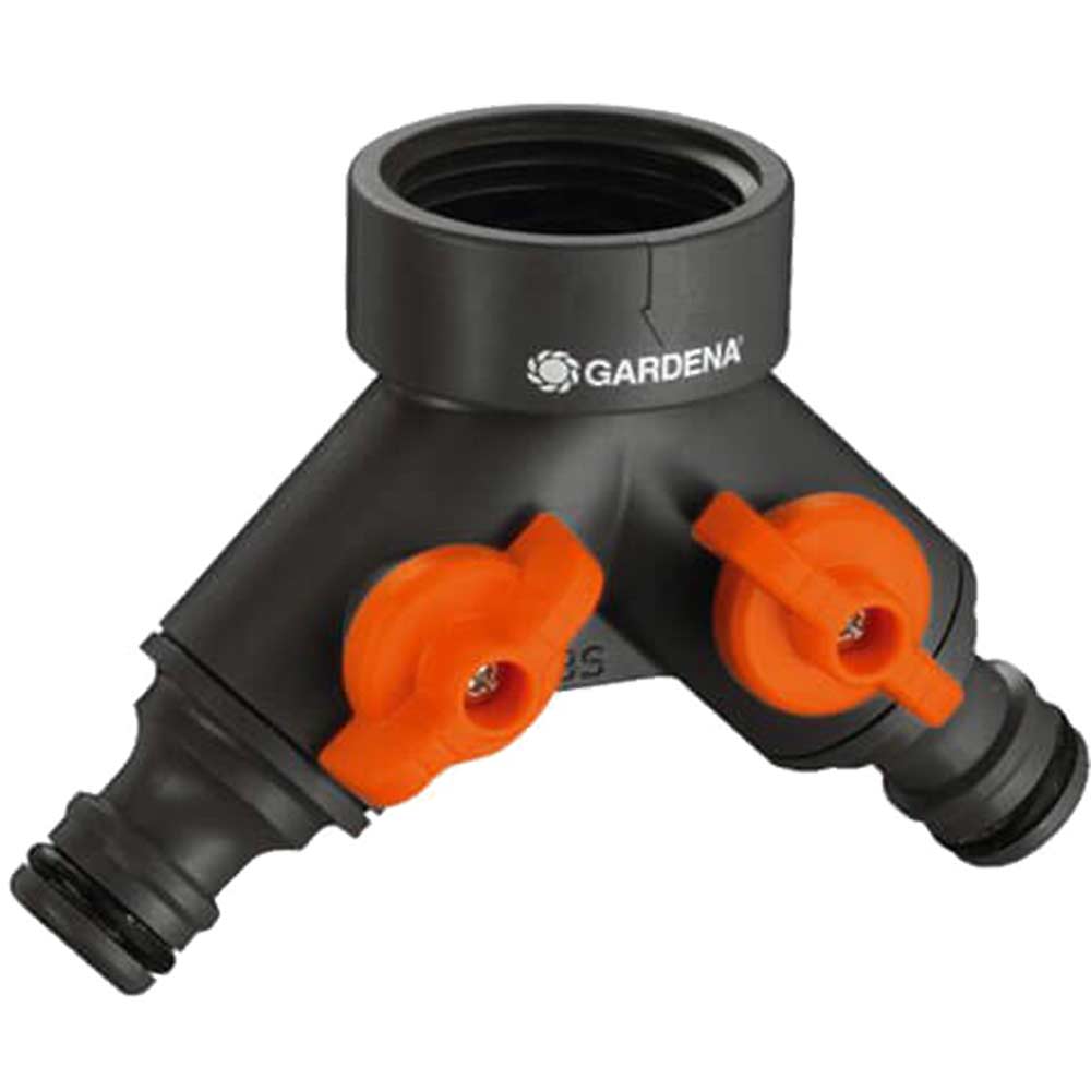 Gardena ORIGINAL Small Dual Output Hose Pipe Threaded Tap Connector 21mm