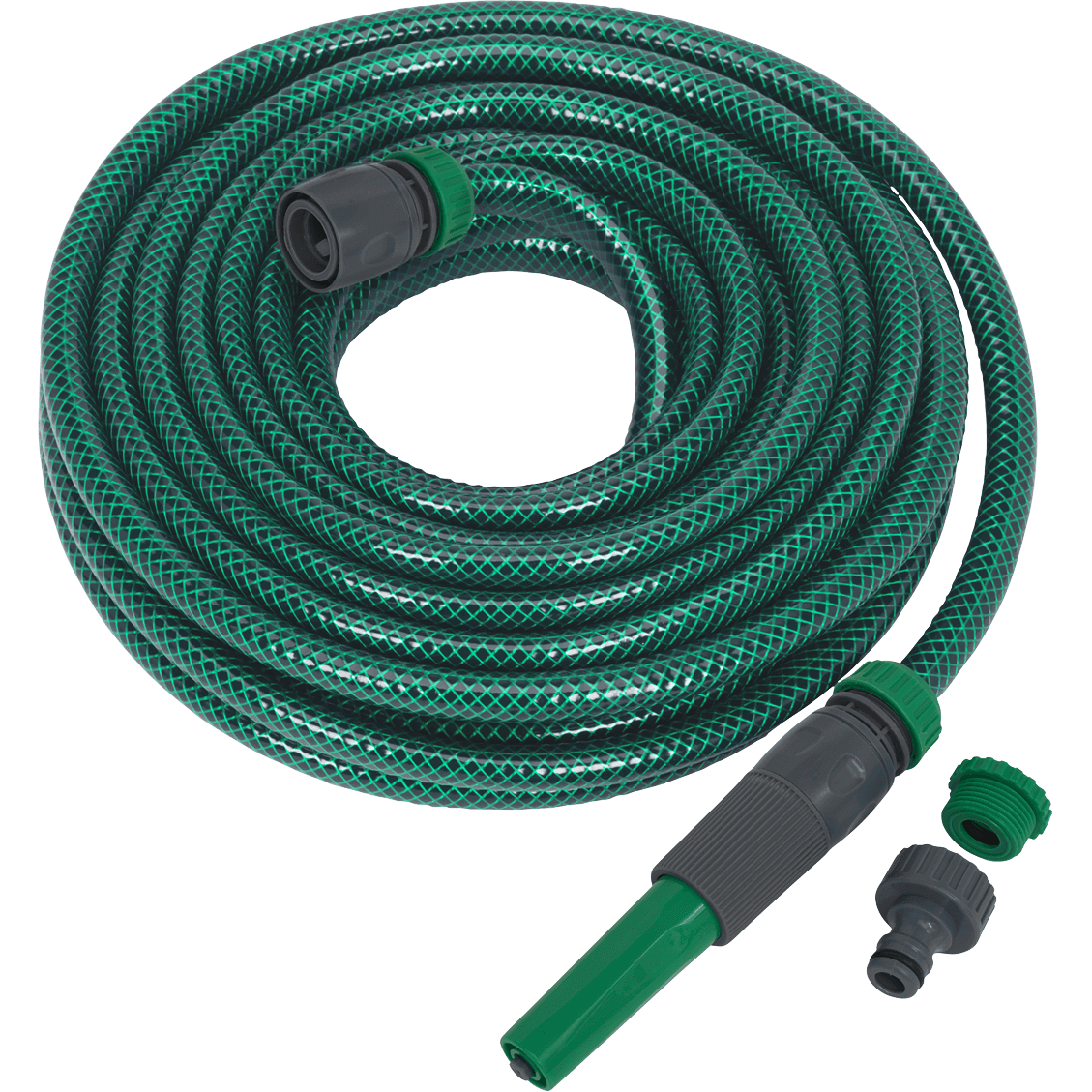 Sealey Garden Hose Pipe with Fittings 1/2" / 12.5mm 15m Green