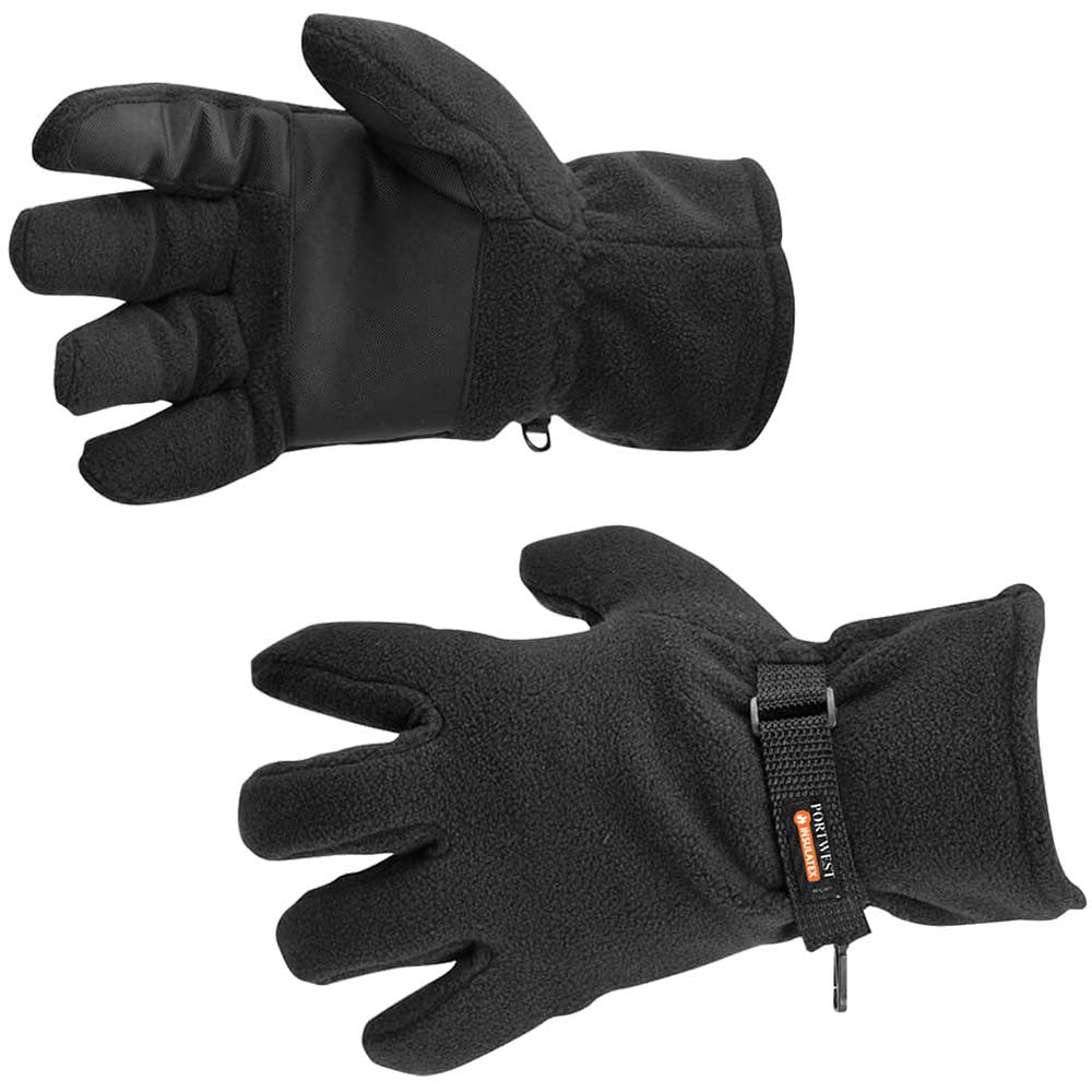 Image of Portwest Insulatex Lined Fleece Gripper Gloves Black One Size