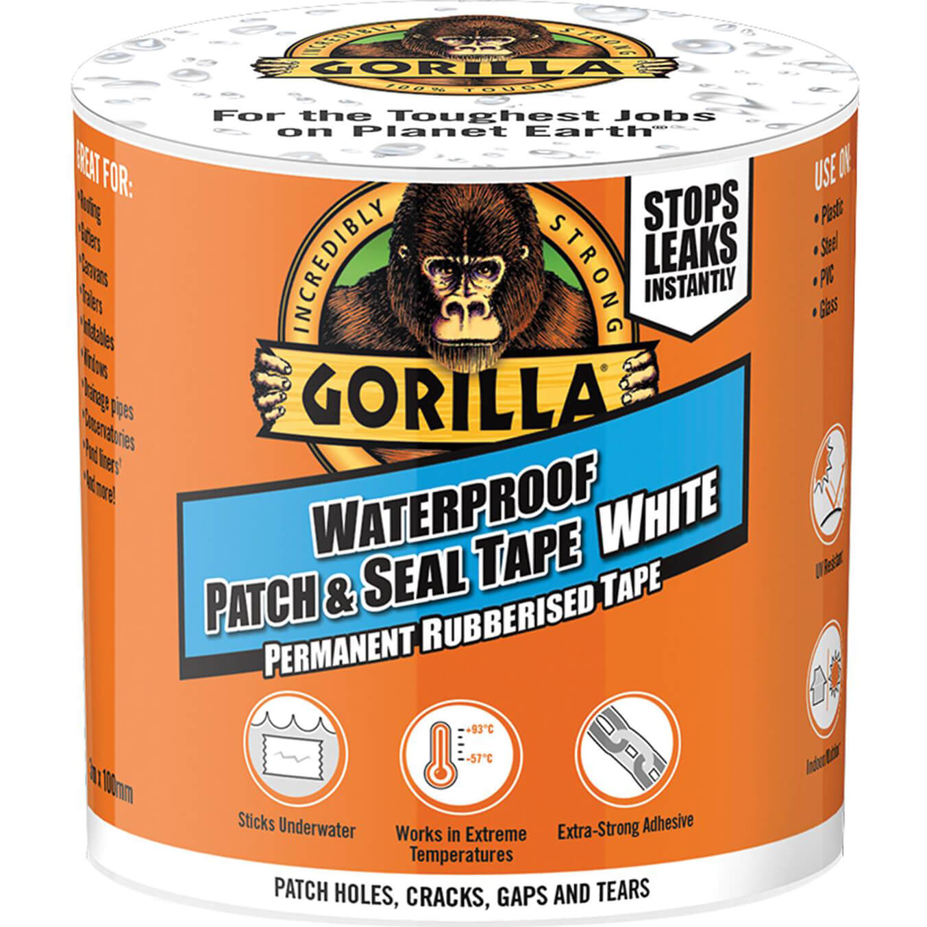 Gorilla Glue Waterproof Patch and Seal Tape White 100mm 3m