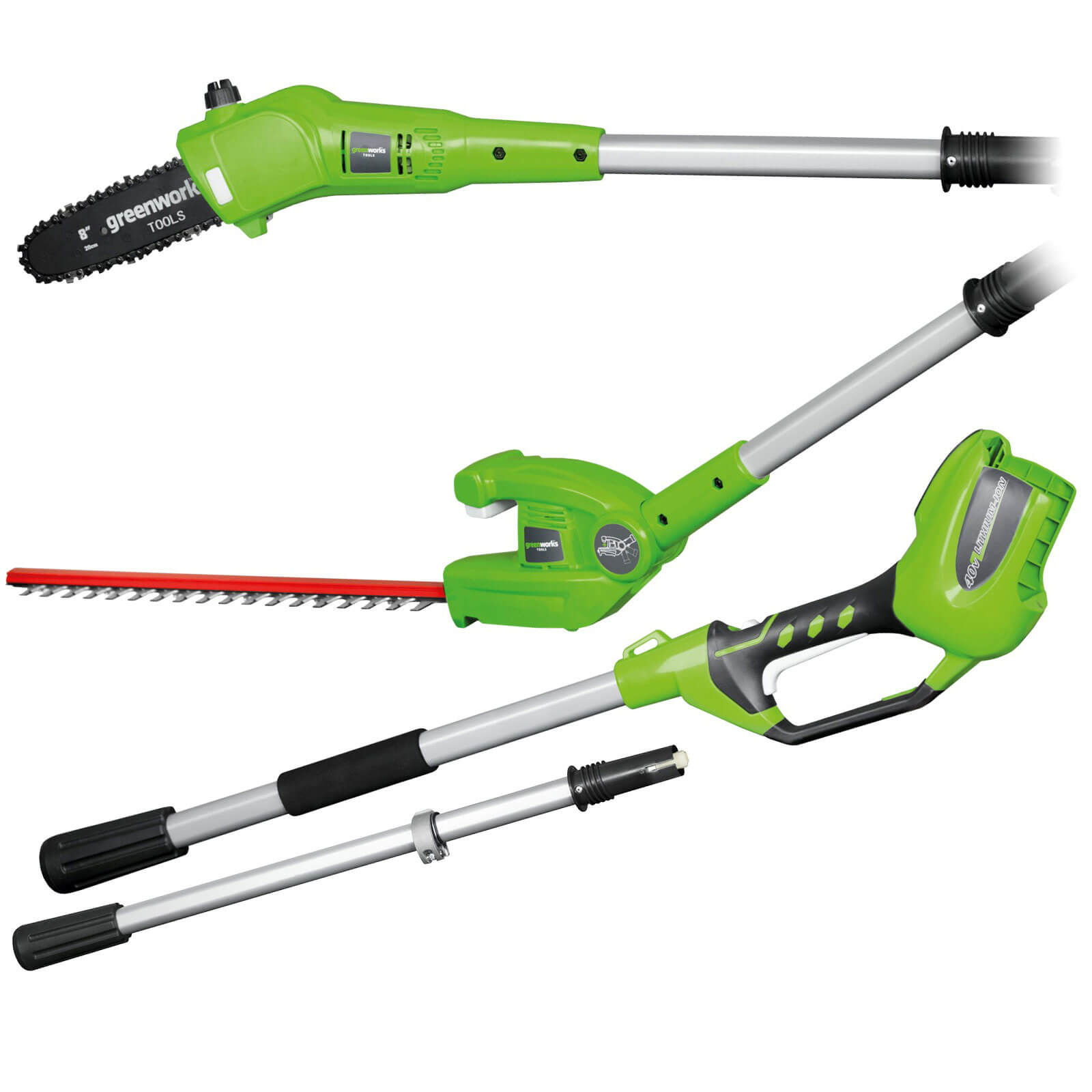 Greenworks G40PSH 40v Cordless Long Reach Hedge Trimmer and Tree Pruner No Batteries No Charger