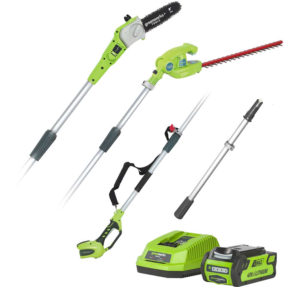 Photo of Greenworks G40psh 40v Cordless Long Reach Hedge Trimmer And Tree Pruner 1 X 2ah Li-ion Charger