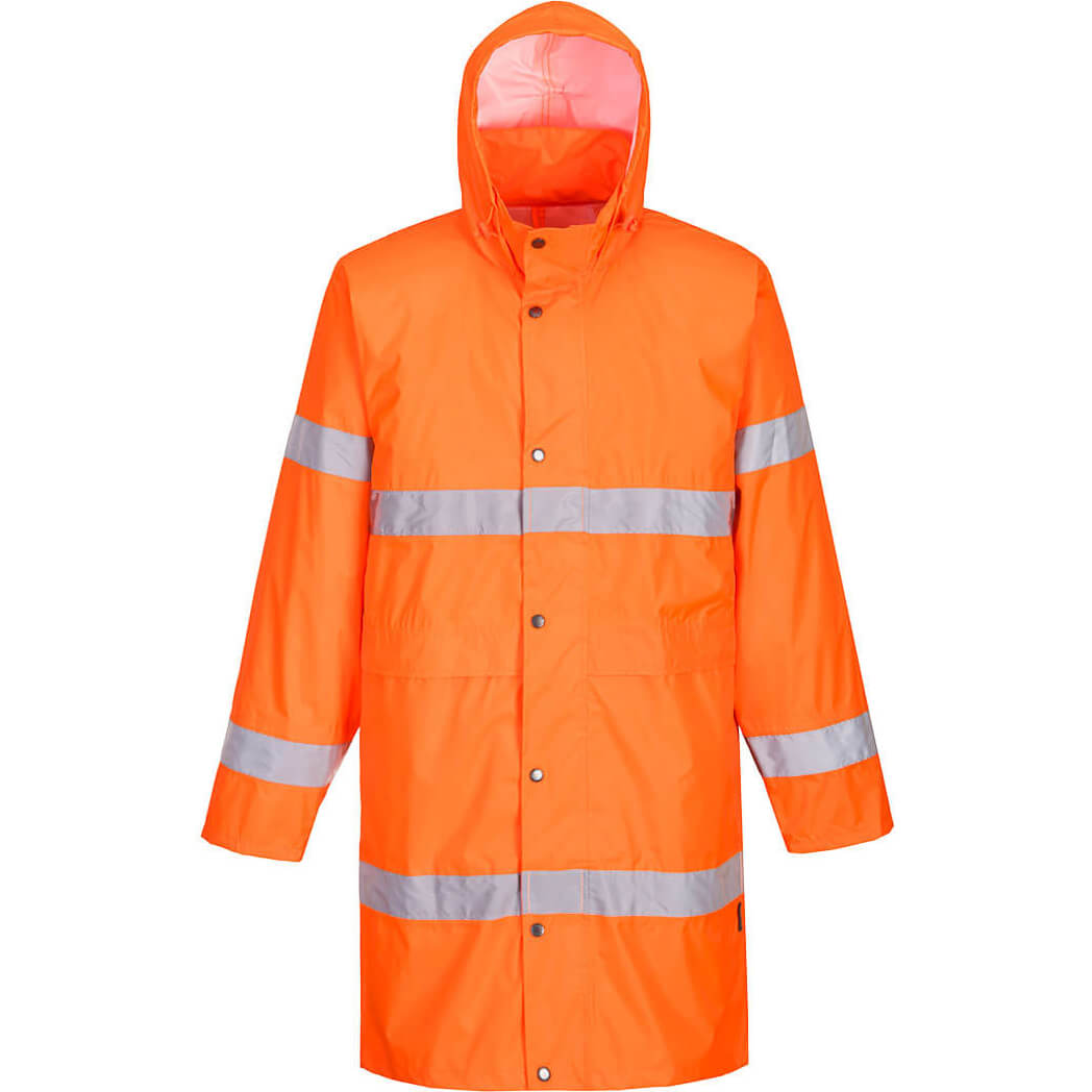Image of Portwest Hi Vis Long Rain Coat Orange 4XL