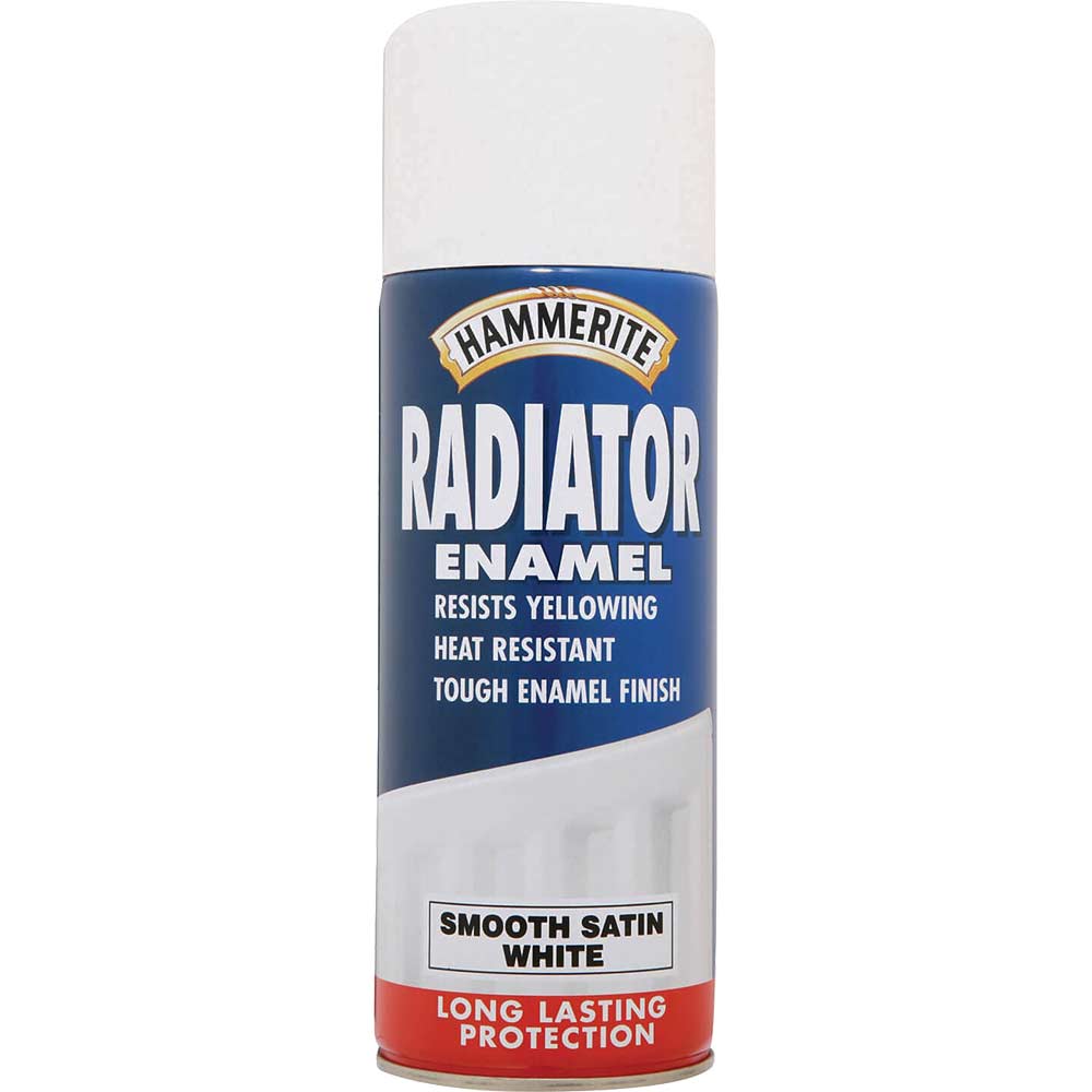 Photo of Hammerite Radiator Enamel Aerosol Paint Satin White 400ml