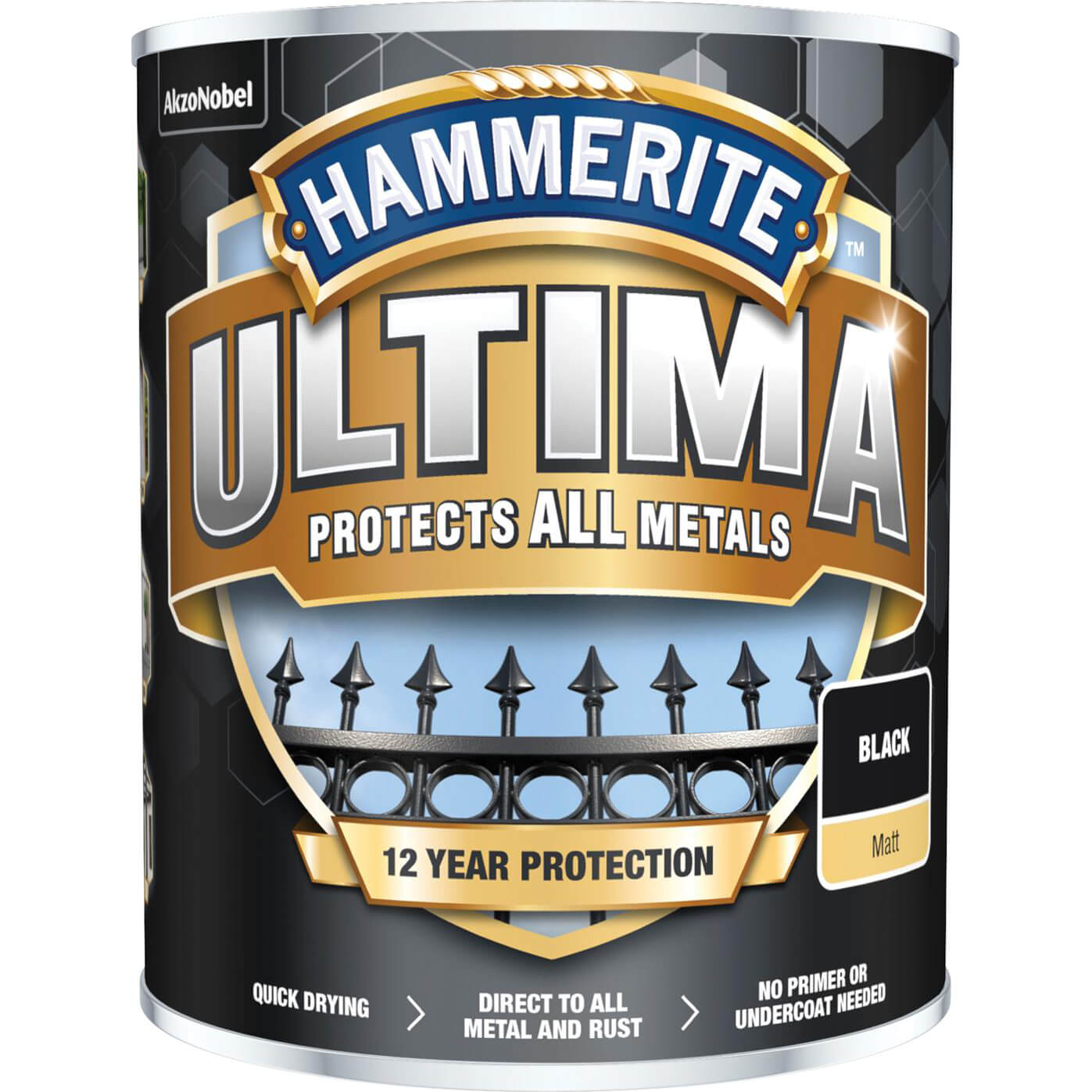 Image of Hammerite Ultima Metal Paint Matt Matt Black 750ml