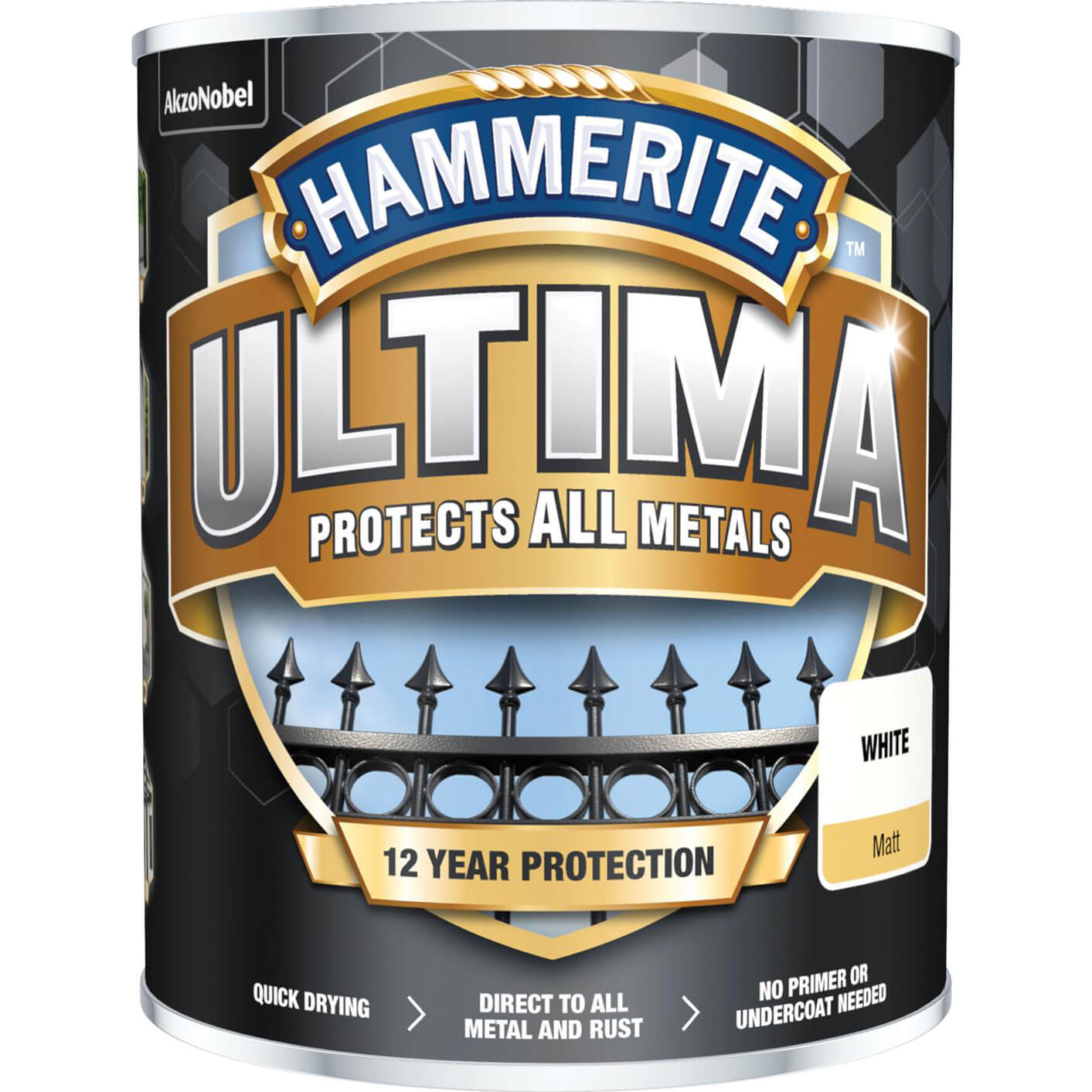 Image of Hammerite Ultima Metal Paint Matt Matt White 750ml