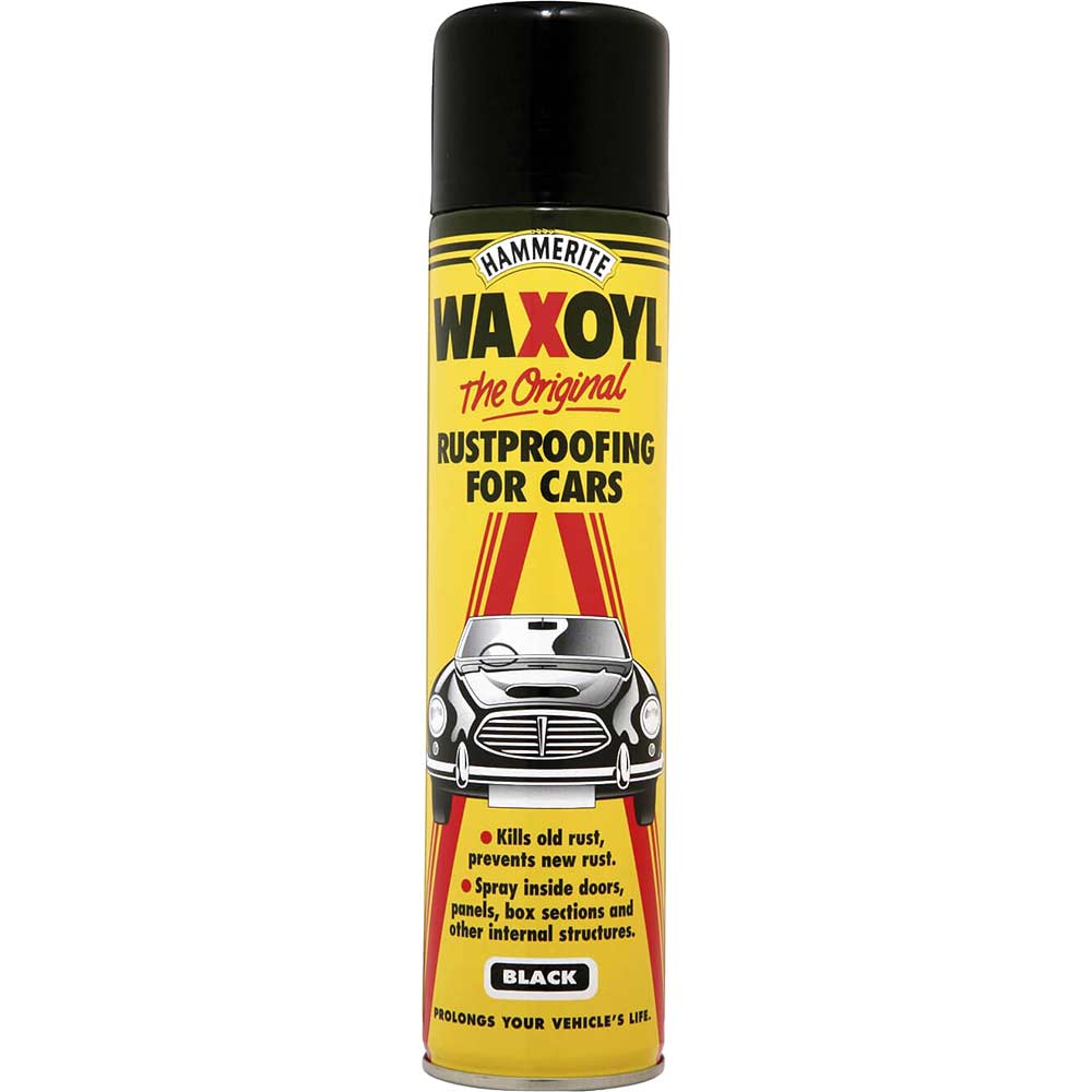 Image of Hammerite Waxoyl Aerosol Rust Remover and Protector Black 400ml