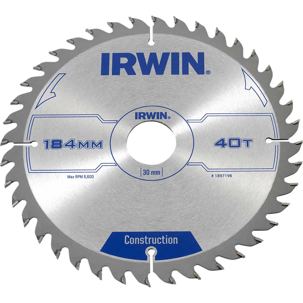 Photo of Irwin Atb Construction Circular Saw Blade 184mm 40t 30mm