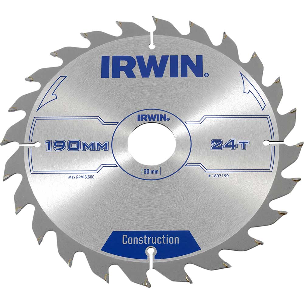 Photo of Irwin Atb Construction Circular Saw Blade 190mm 24t 30mm