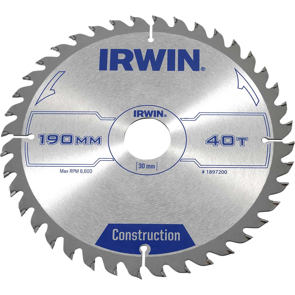 Photo of Irwin Atb Construction Circular Saw Blade 190mm 40t 30mm
