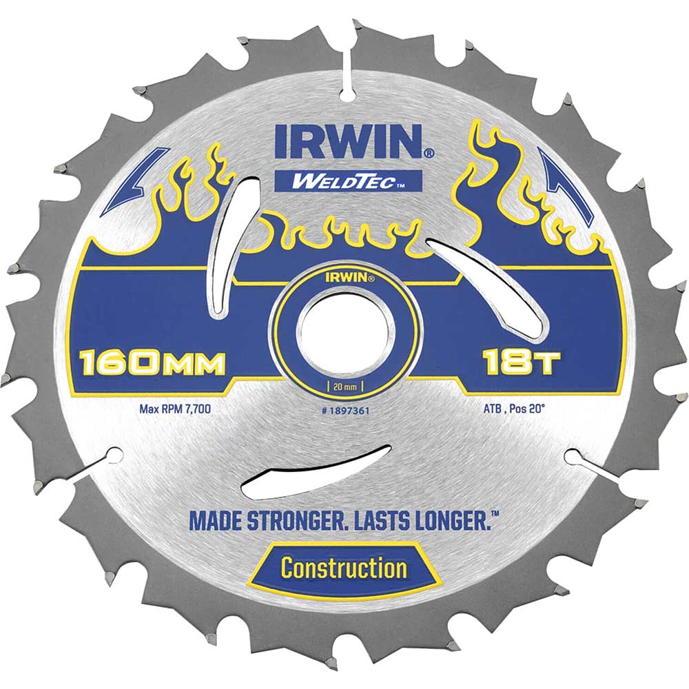 Photo of Irwin Weldtec Construction Saw Blade 160mm 18t 20mm