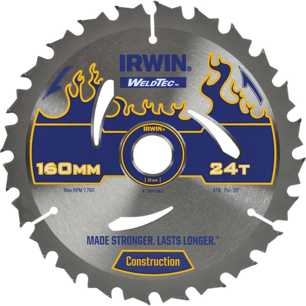 Image of Irwin Weldtec Construction Saw Blade 160mm 24T 20mm