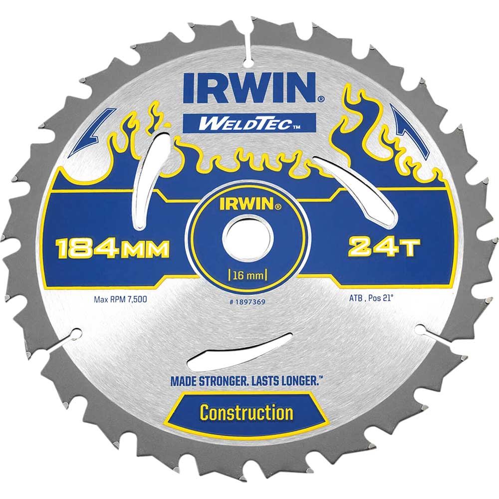 Photo of Irwin Weldtec Construction Saw Blade 184mm 24t 16mm