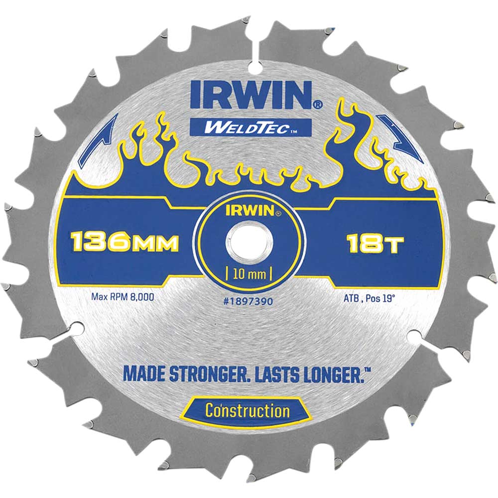 Photo of Irwin Weldtec Construction Saw Blade 136mm 18t 10mm