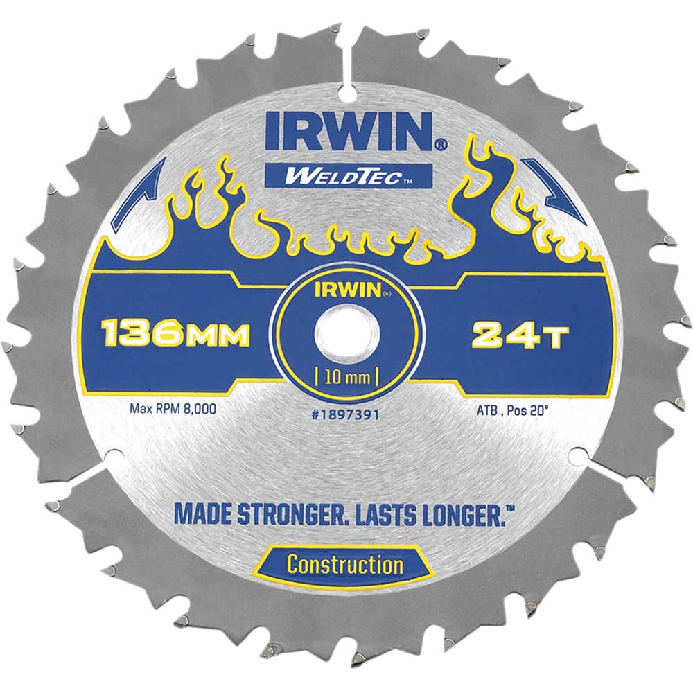 Photo of Irwin Weldtec Construction Saw Blade 136mm 24t 10mm