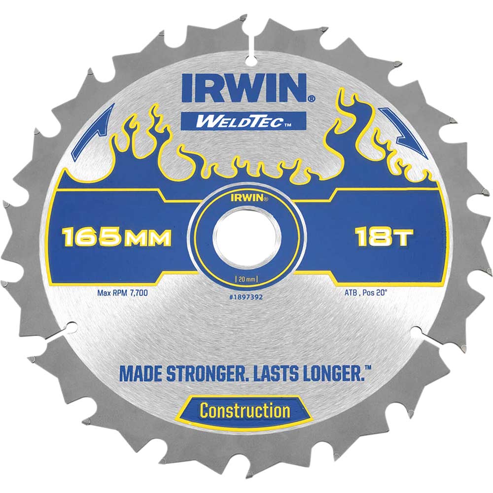 Photo of Irwin Weldtec Construction Saw Blade 165mm 18t 20mm