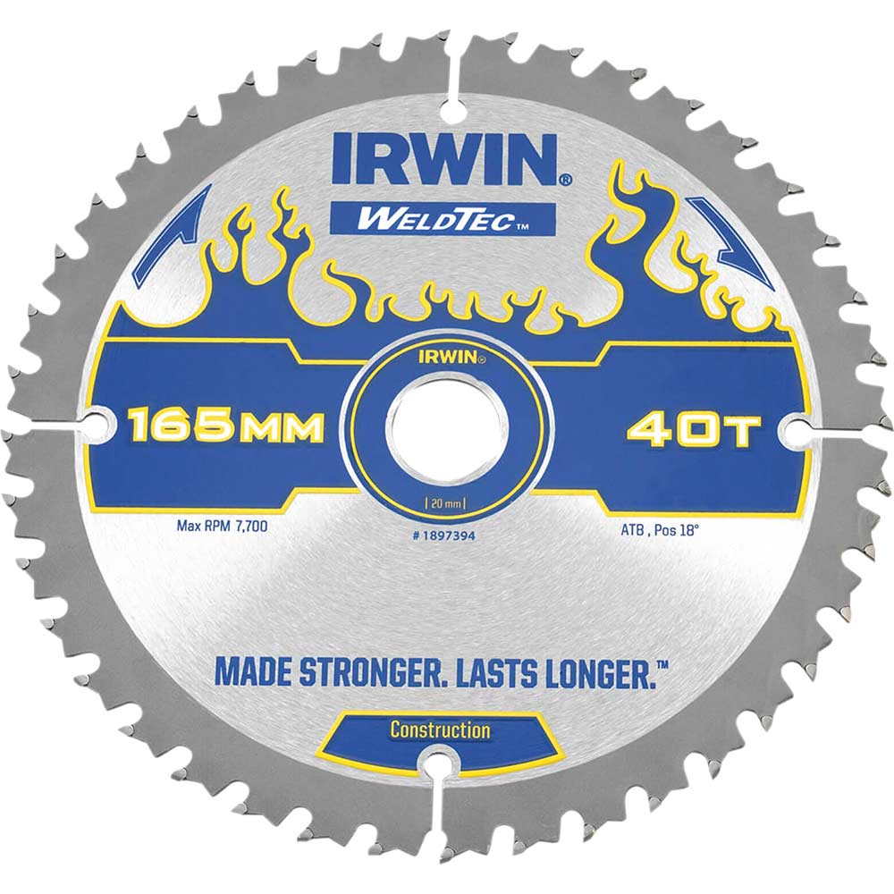 Photo of Irwin Weldtec Construction Saw Blade 165mm 40t 20mm