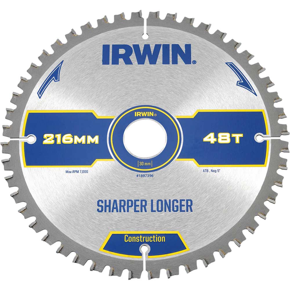 Photo of Irwin Atb Ultra Construction Circular Saw Blade 216mm 48t 30mm