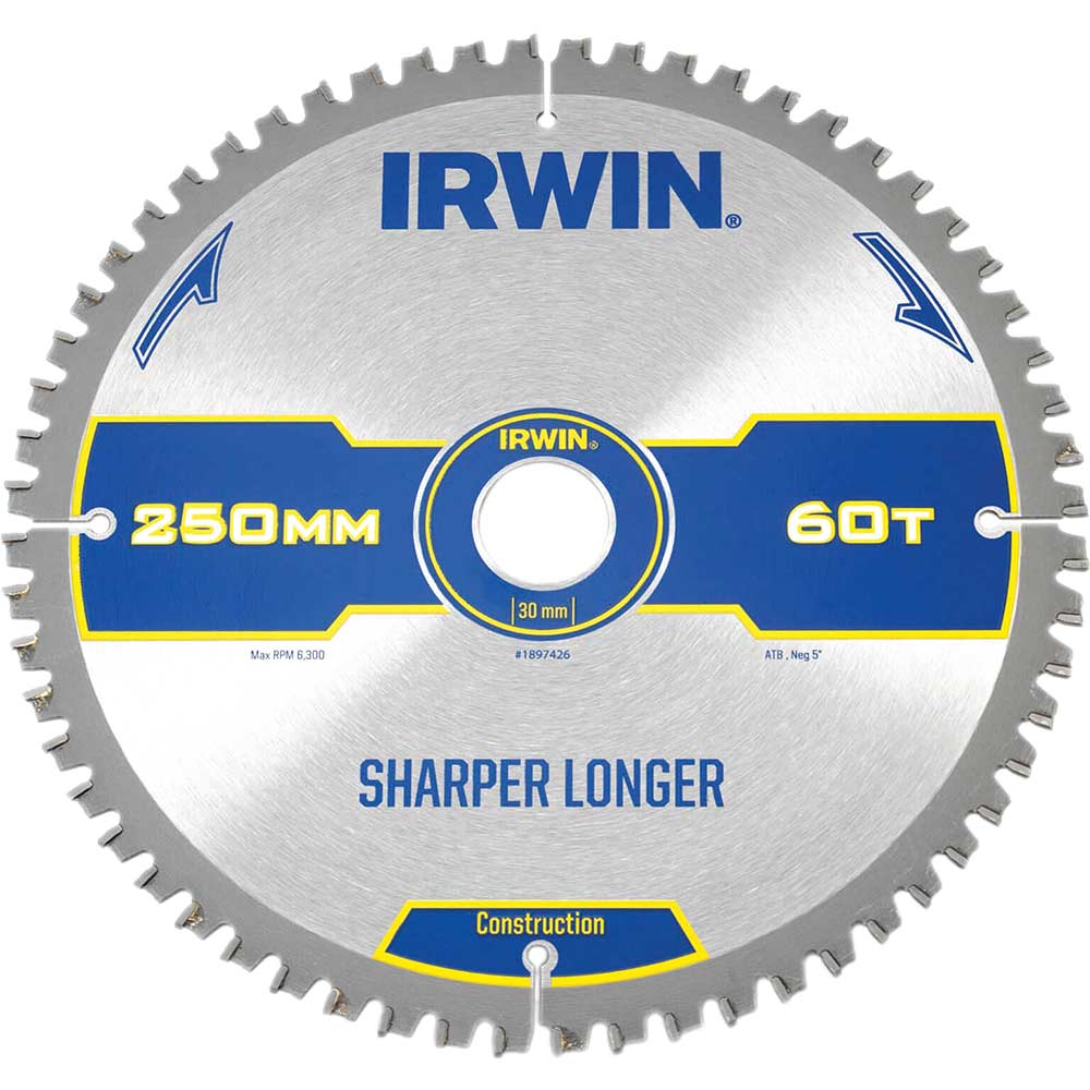 Photo of Irwin Atb Ultra Construction Circular Saw Blade 250mm 60t 30mm