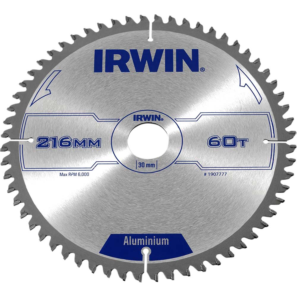 Photo of Irwin Aluminium Non-ferrous Metal Saw Blade 216mm 60t 30mm