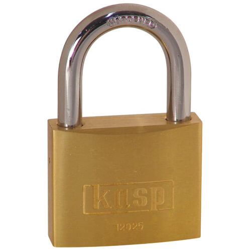 Click to view product details and reviews for Kasp 120 Series Brass Padlock 25mm Standard.