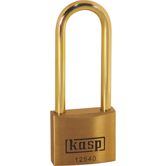 Click to view product details and reviews for Kasp 125 Series Premium Brass Padlock Brass Shackle 40mm Extra Long.