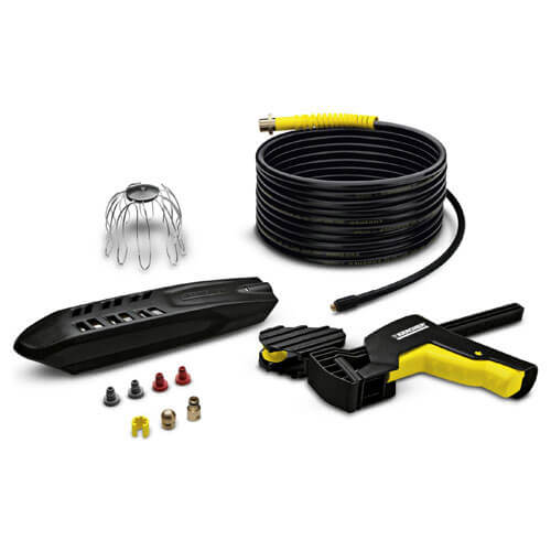 Image of Karcher Gutter and Pipe / Drain Cleaning Accessory Kit for K Pressure Washers 20m