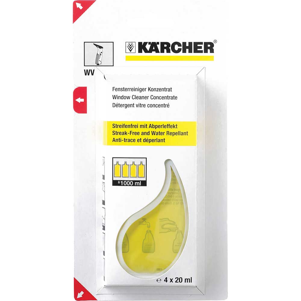 Image of Karcher Concentrated Glass Cleaner 20ml for Karcher Window Vacs Pack of 4