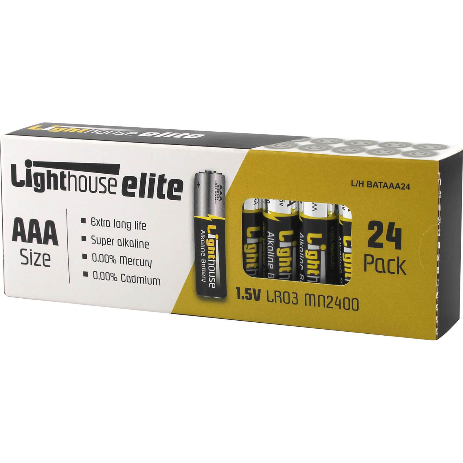 Image of Lighthouse LR03 Extra Long Life AAA Alkaline Batteries Pack of 24
