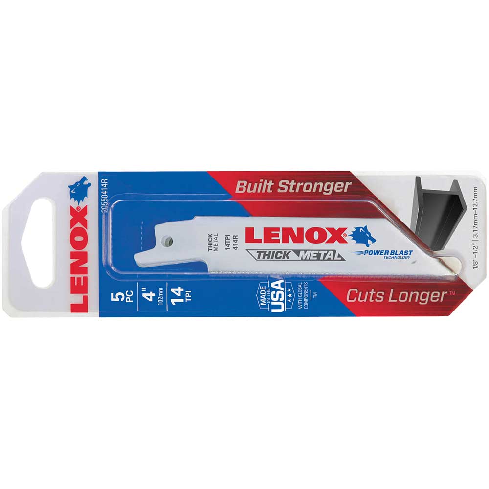 Photo of Lenox 14tpi Thick Metal Cutting Reciprocating Saw Blades 102mm Pack Of 5