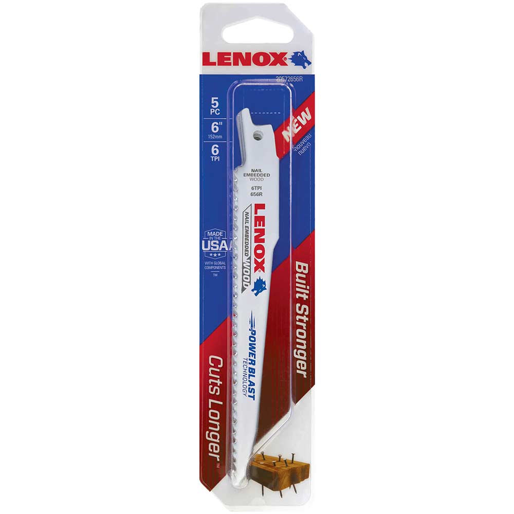 Photo of Lenox 6tpi Nail Embedded Wood Cutting Reciprocating Saw Blades 152mm Pack Of 5