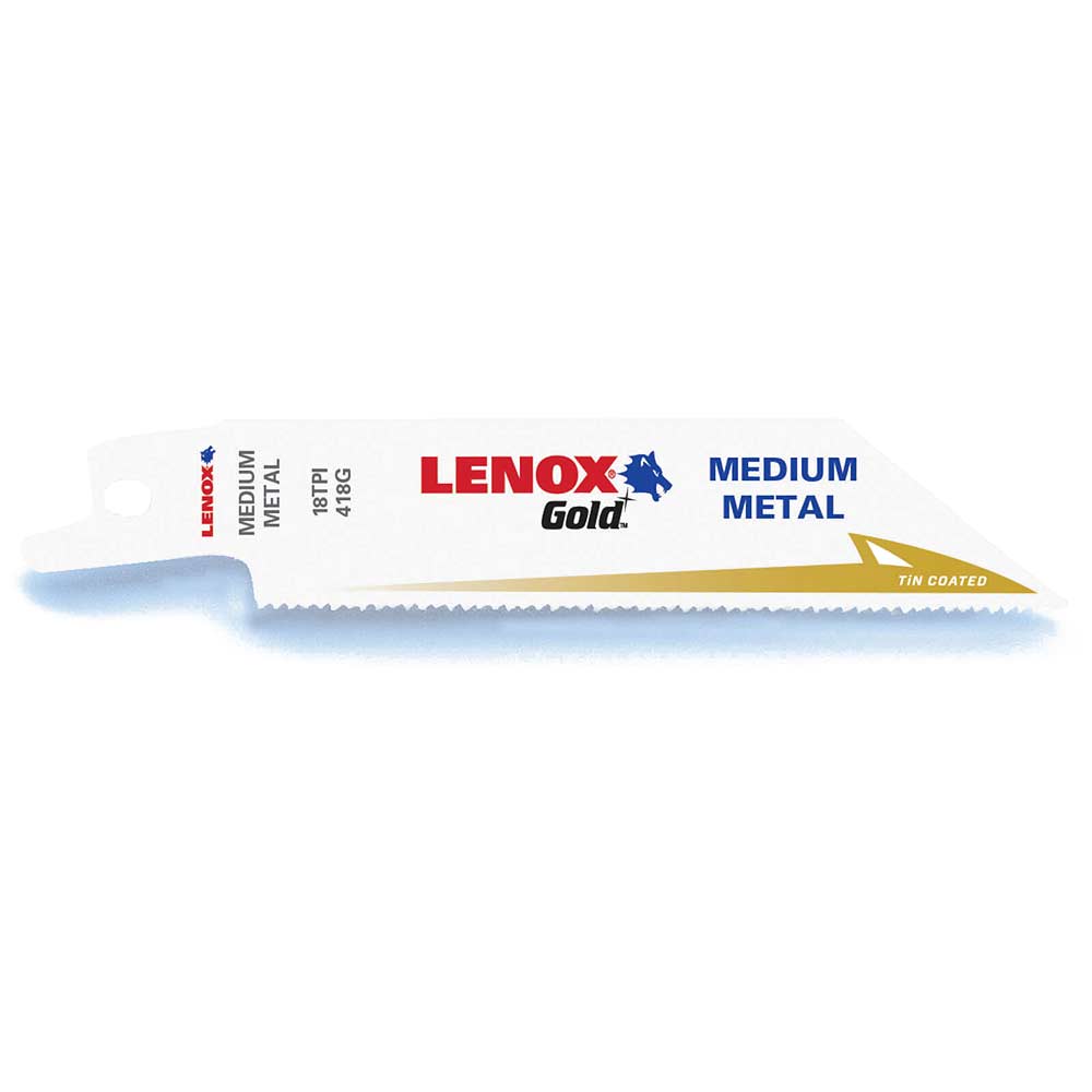 Photo of Lenox Gold 18tpi Medium Thickness Metal Cutting Reciprocating Saw Blades 102mm Pack Of 5