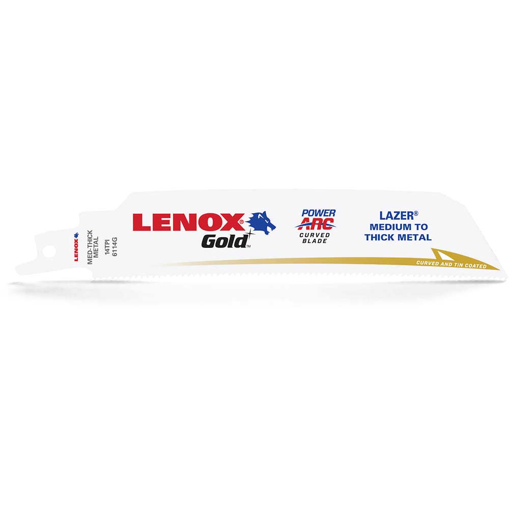 Photo of Lenox Gold Lazer 14tpi Medium / Thick Metal Cutting Reciprocating Saw Blades 152mm Pack Of 5