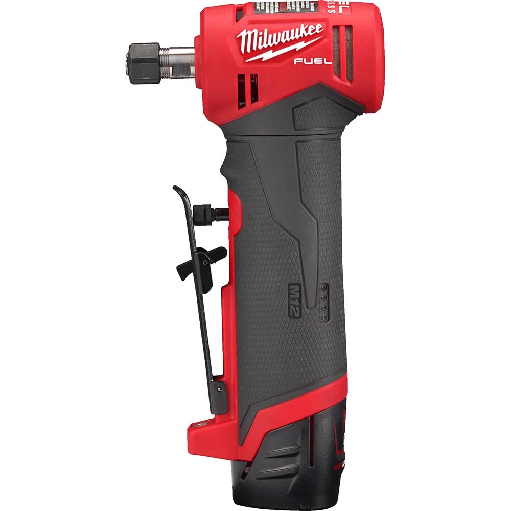 Image of Milwaukee M12 FDGA Fuel 12v Cordless Brushless Angled Die Grinder 1 x 2ah & 1 x 4ah Li-ion Charger Bag