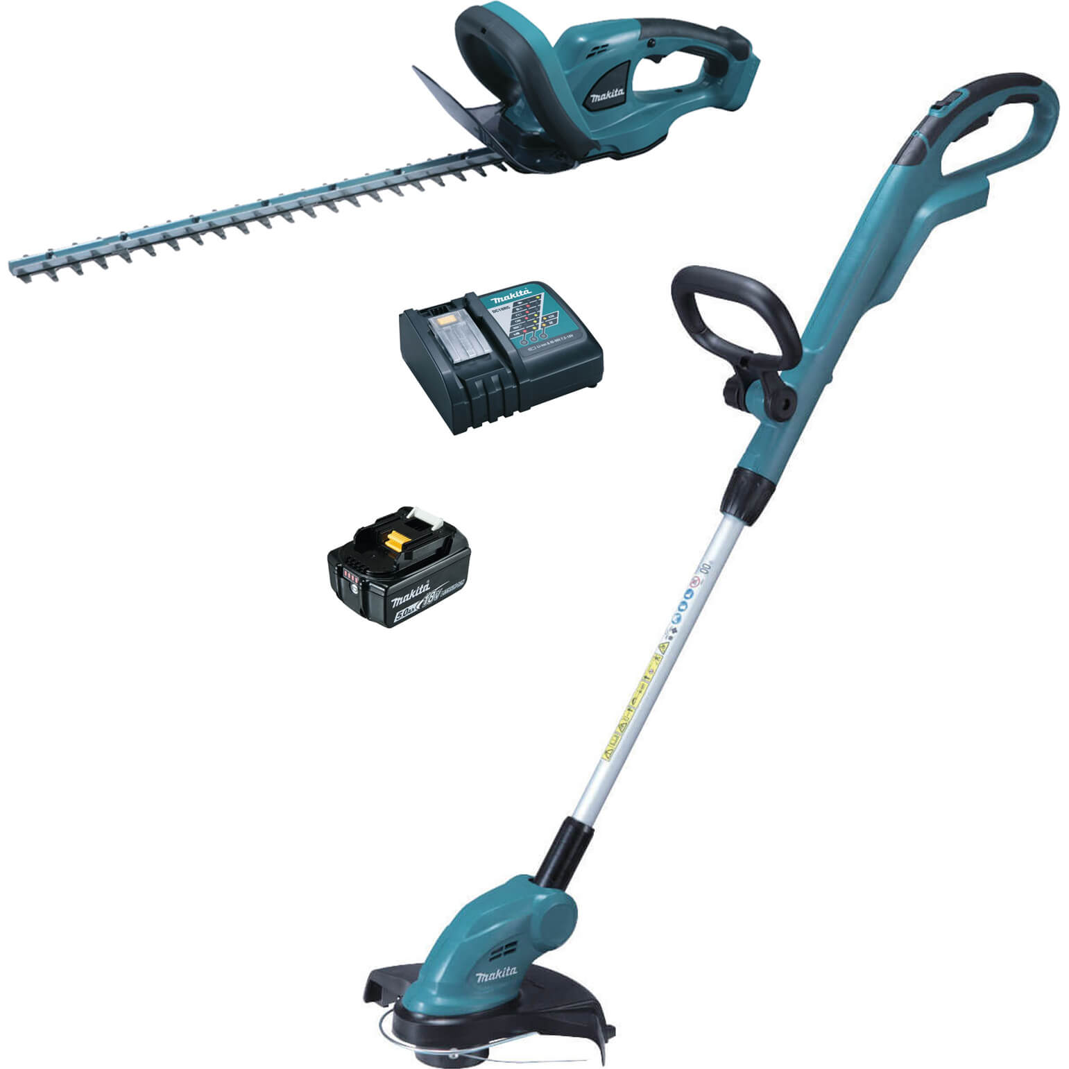 Makita 18v LXT Cordless Grass and Hedge Trimmer Kit 1 x 5ah Li-ion Charger