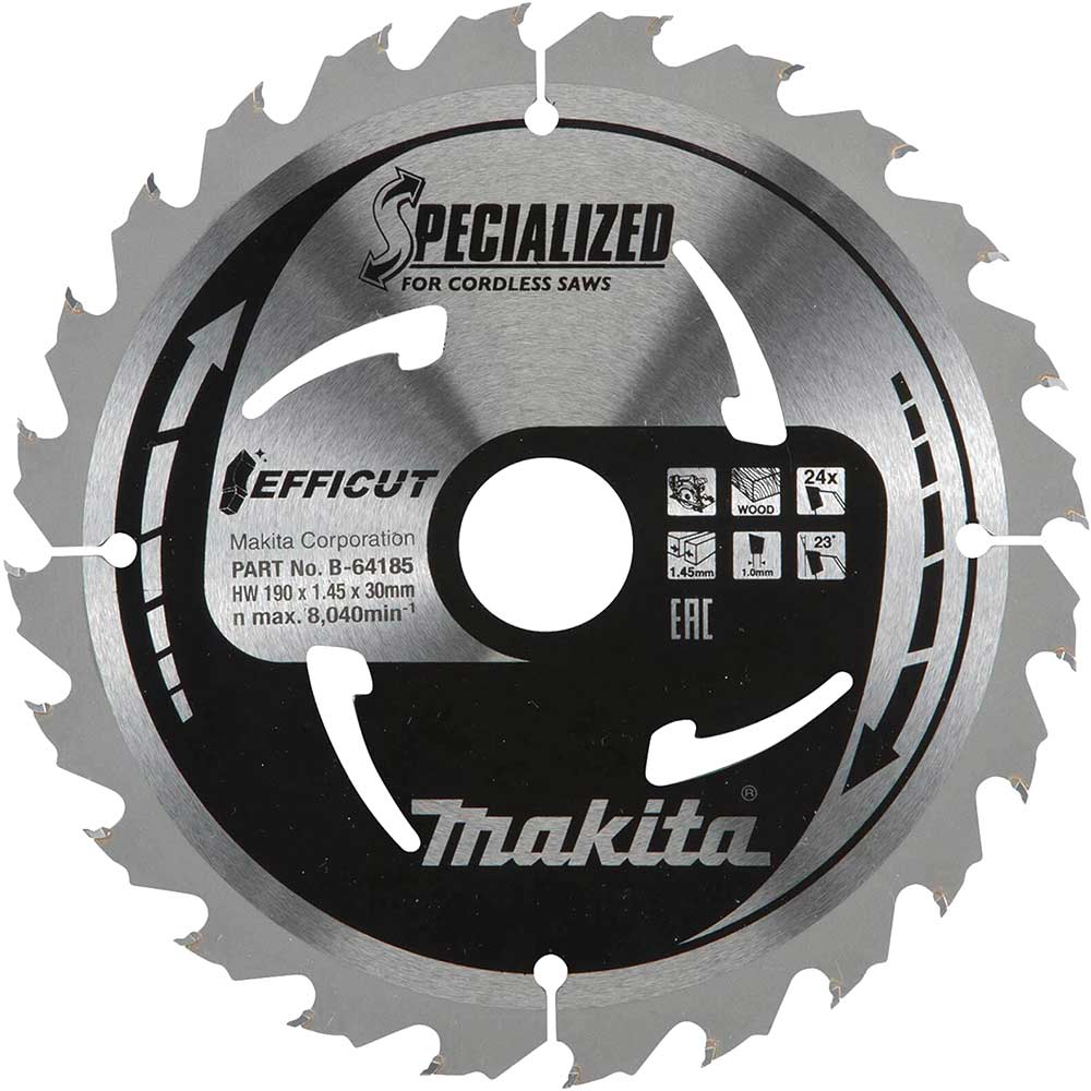 Makita SPECIALIZED Efficut Wood Cutting Saw Blade 190mm 24T 30mm