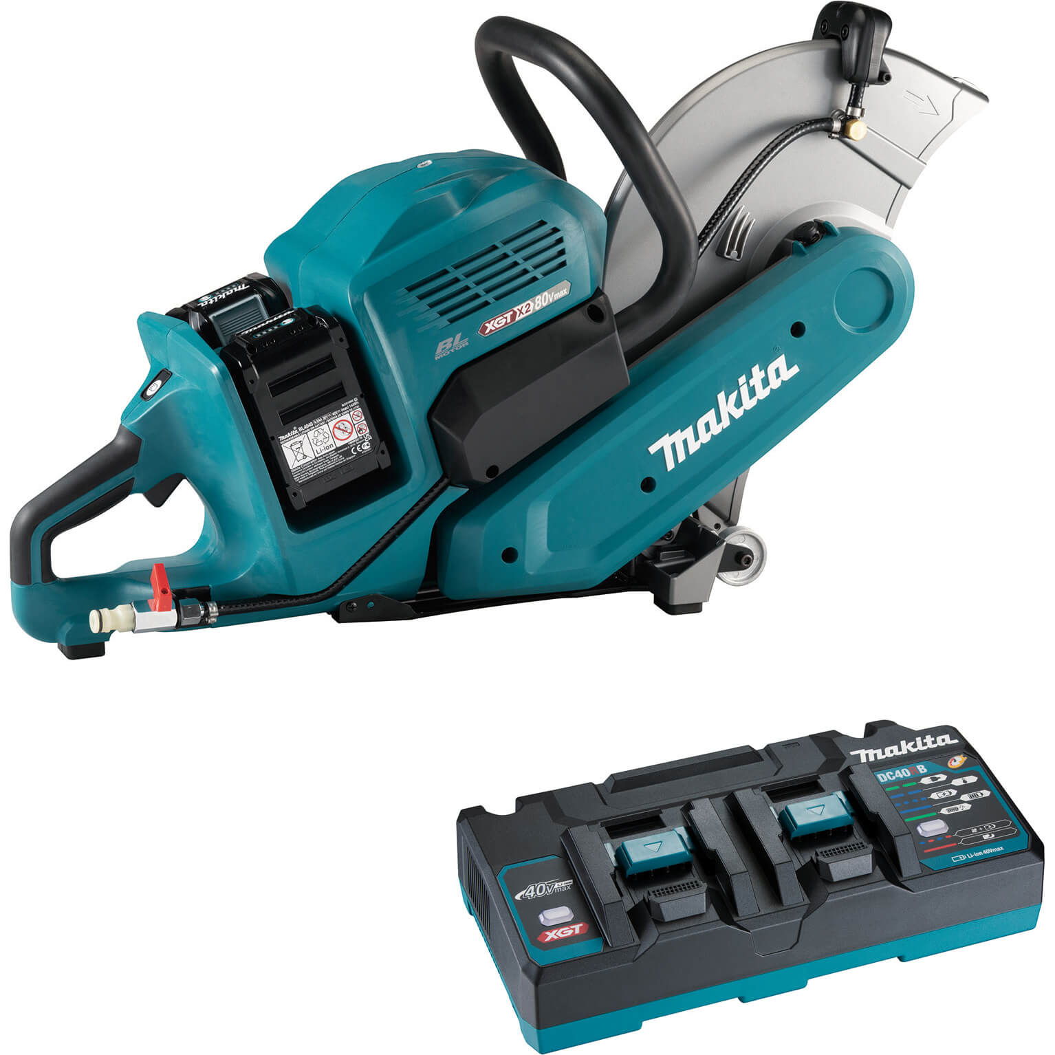 Image of Makita CE001G Twin 40v Max XGT Cordless Brushless Disc Cutter 355mm 2 x 5ah Li-ion Charger