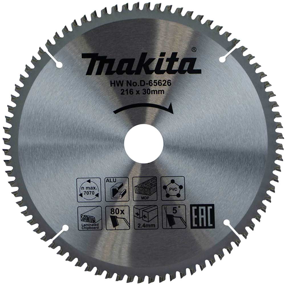 Photo of Makita Multi Purpose Circular Saw Blade 216mm 80t 30mm