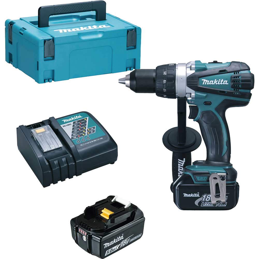 Image of Makita DDF458 18v LXT Cordless Drill Driver 2 x 5ah Li-ion Charger Case