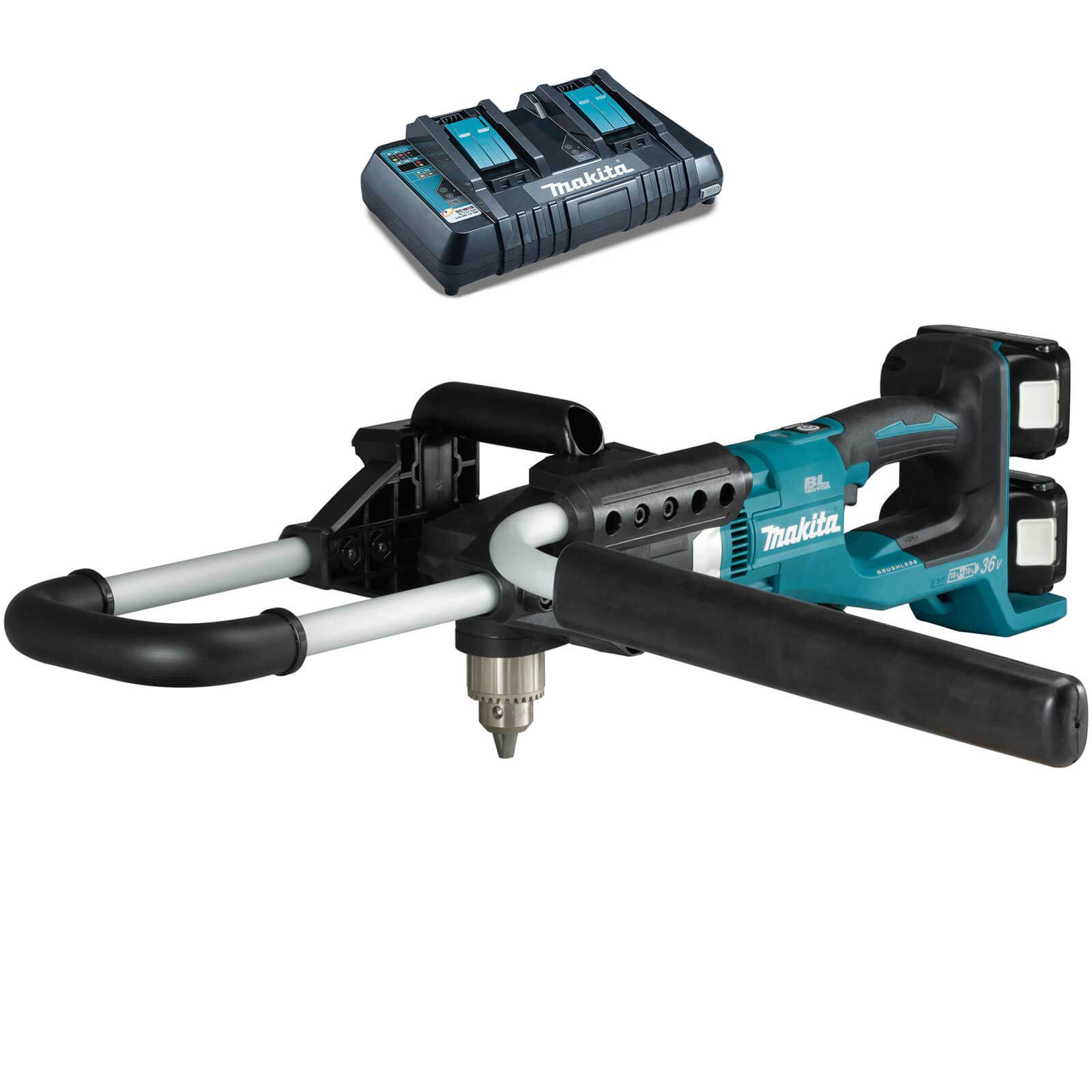 Image of Makita DDG460 18v LXT Cordless Brushless Earth Auger 2 x 5ah Li-ion Charger No Case