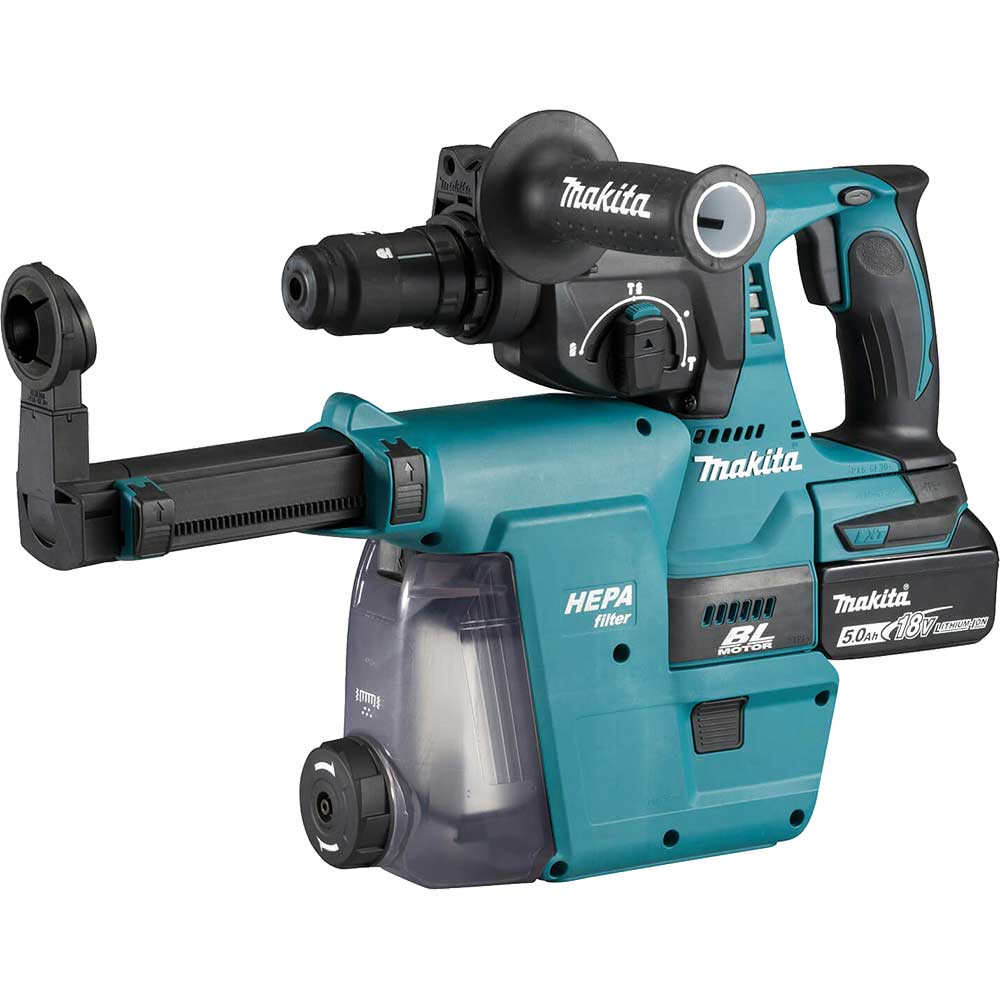 Makita DHR243 18v LXT Cordless SDS Drill and DX07 Dust Attachment SDS Drills