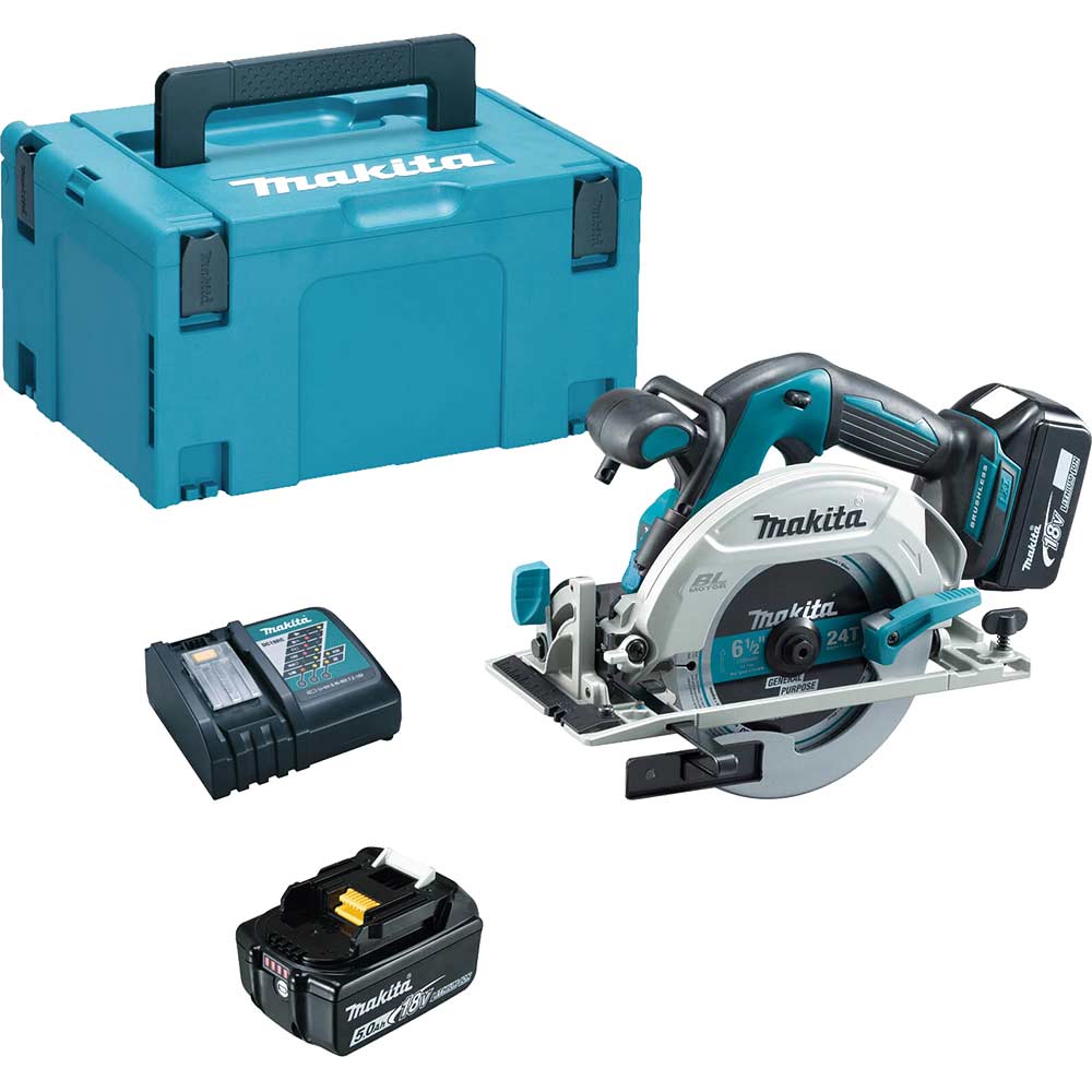 Image of Makita DHS680 18v LXT Cordless Brushless Circular Saw 165mm 2 x 5ah Li-ion Charger Case