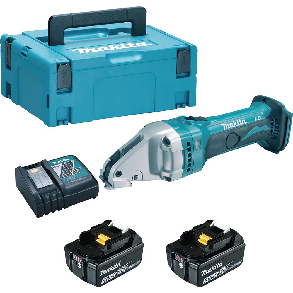 Image of Makita DJS161 18v LXT Cordless Metal Straight Shear 2 x 5ah Li-ion Charger Case
