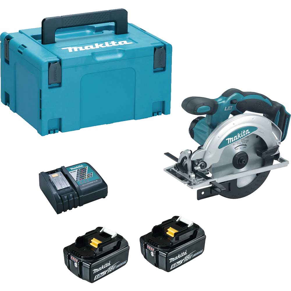 Image of Makita DSS610 18v LXT Cordless Circular Saw 165mm 2 x 5ah Li-ion Charger Case