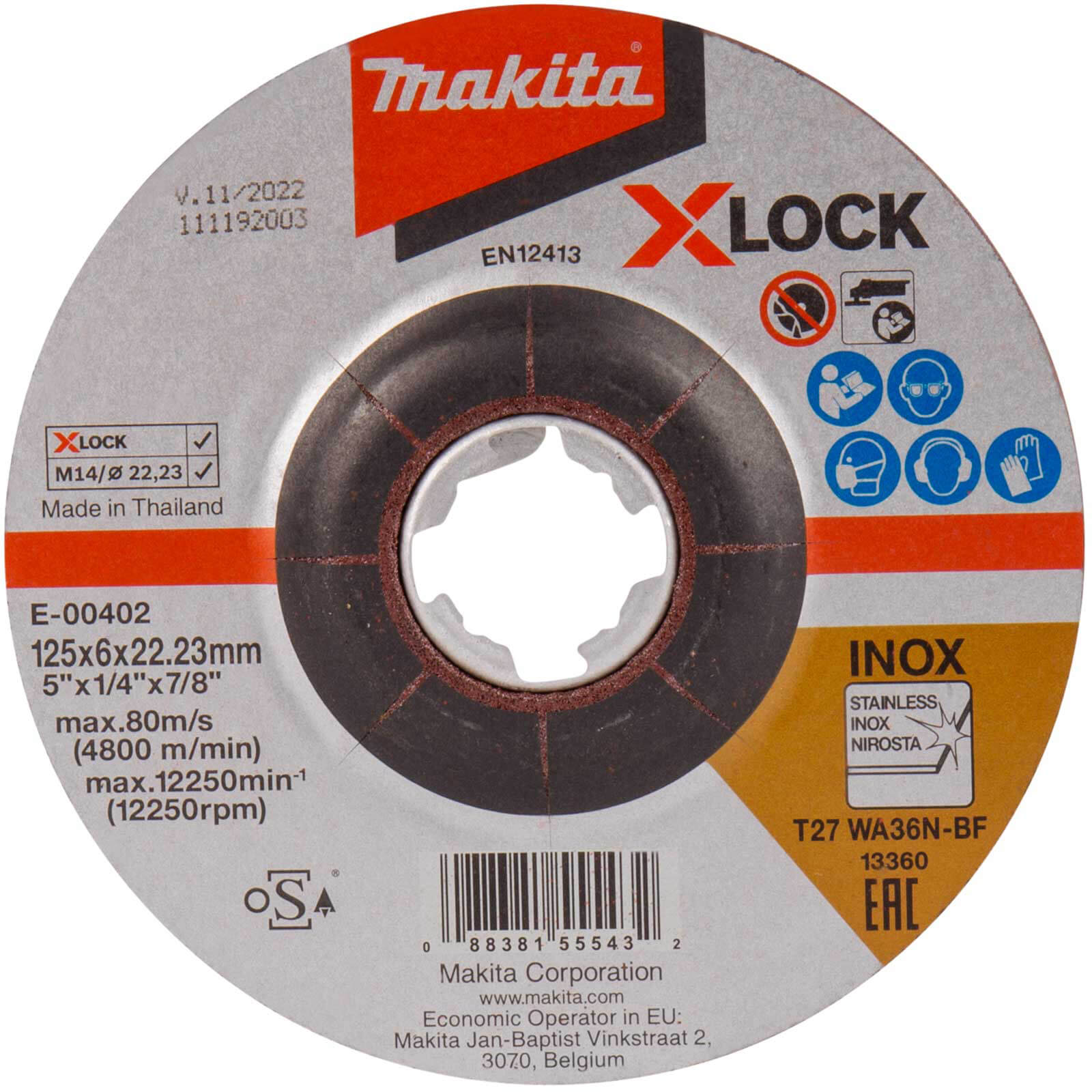Photo of Makita X Lock Wa36n Metal Grinding Disc 125mm 6mm 22mm