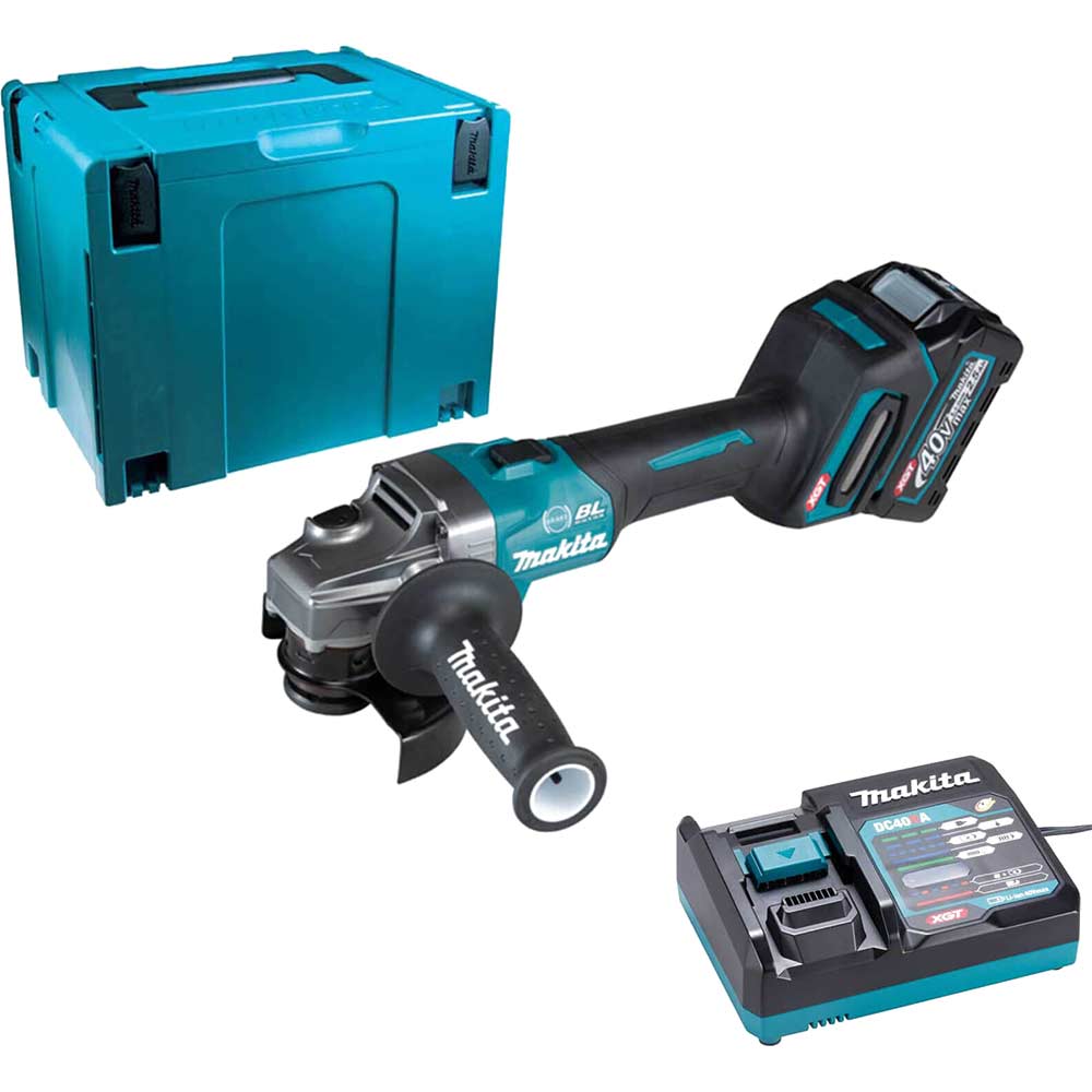 Image of Makita GA004G 40v Max XGT Cordless Brushless Angle Grinder 115mm 1 x 2.5ah Li-ion Charger Case