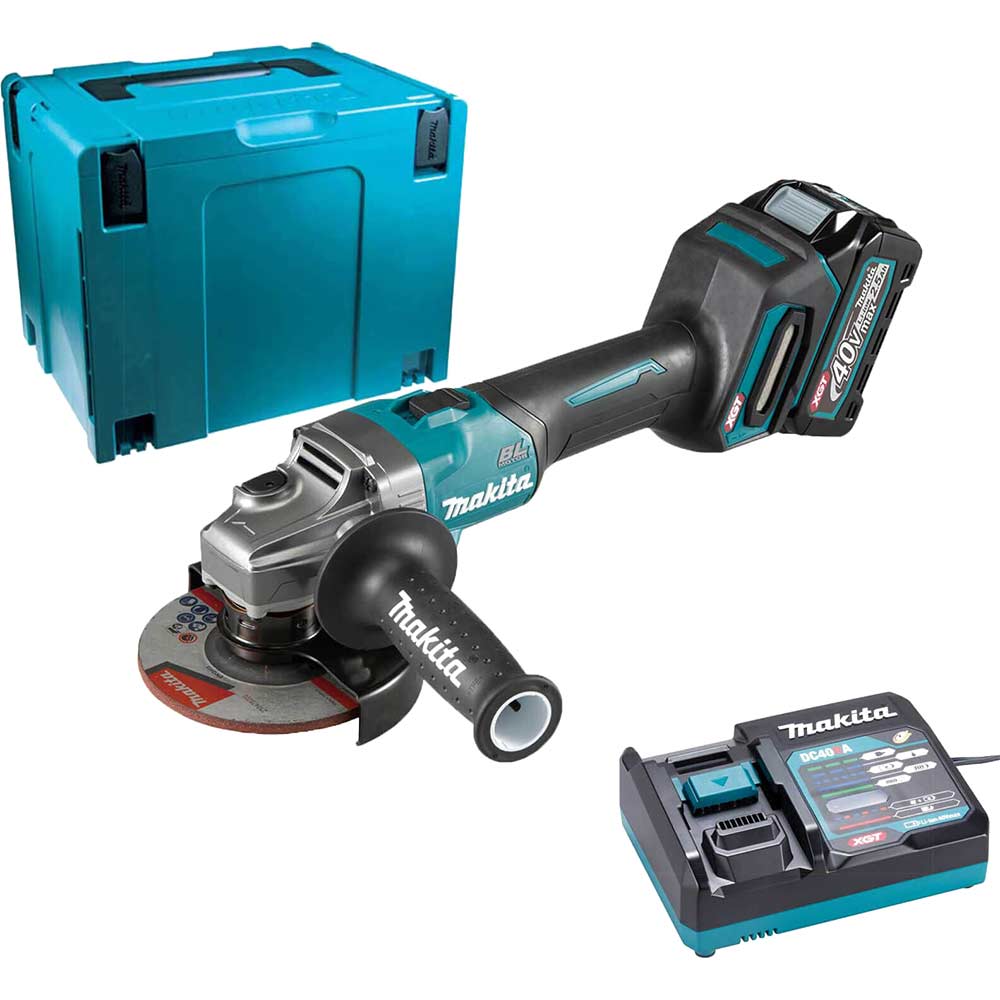 Image of Makita GA005G 40v Max XGT Cordless Brushless Angle Grinder 125mm 1 x 2.5ah Li-ion Charger Case