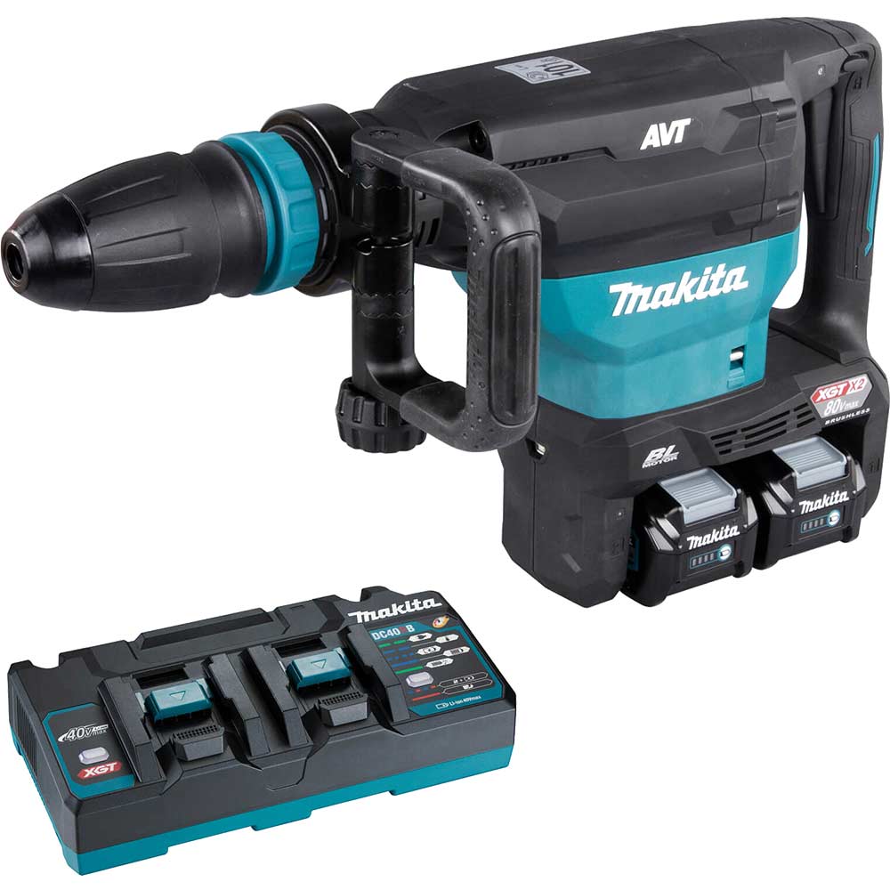 Image of Makita HM002G Twin 40v Max XGT Cordless Brushless Demolition Hammer 2 x 2.5ah Li-ion Charger Case