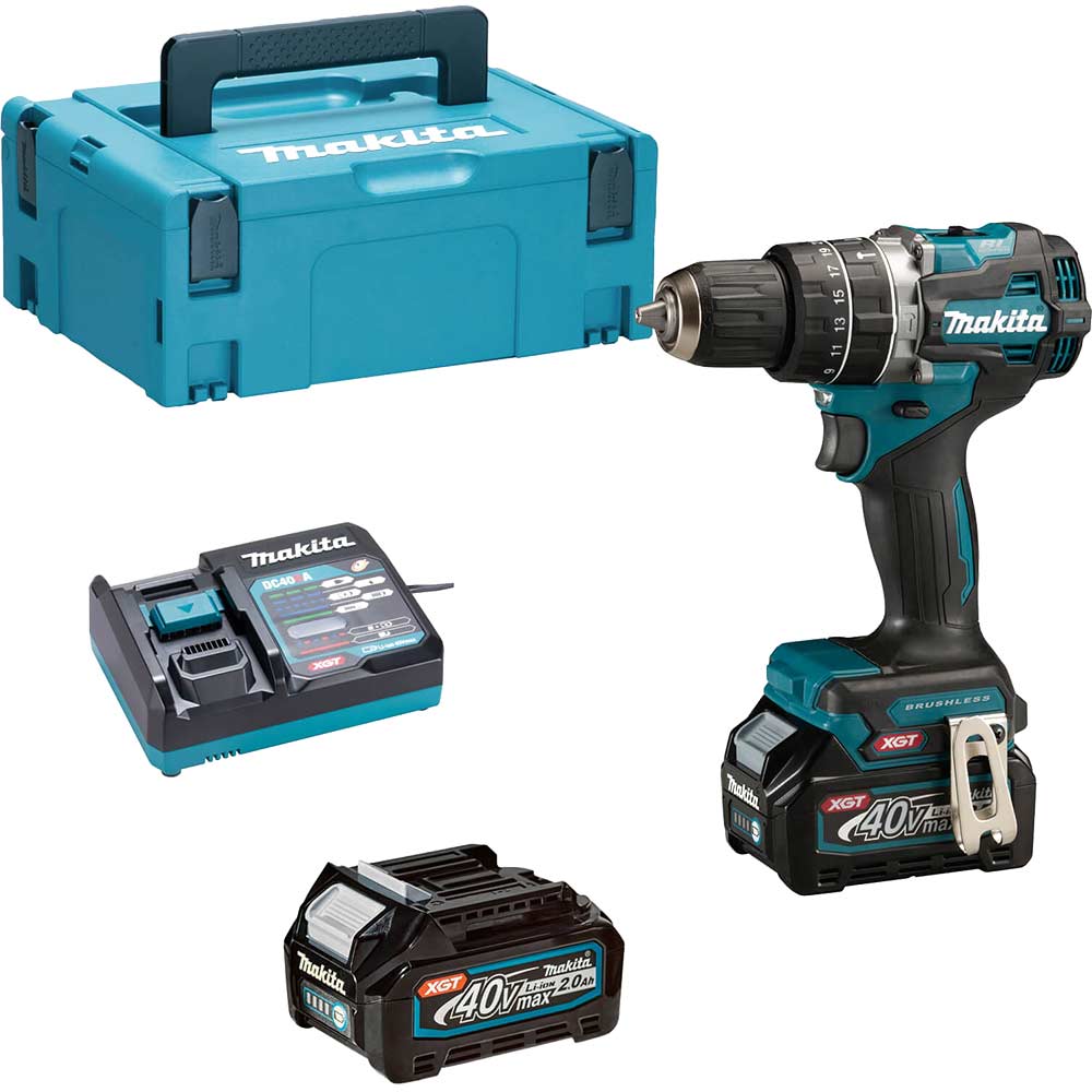 Image of Makita HP002G 40v Max XGT Cordless Brushless Combi Drill 2 x 2ah Li-ion Charger Case