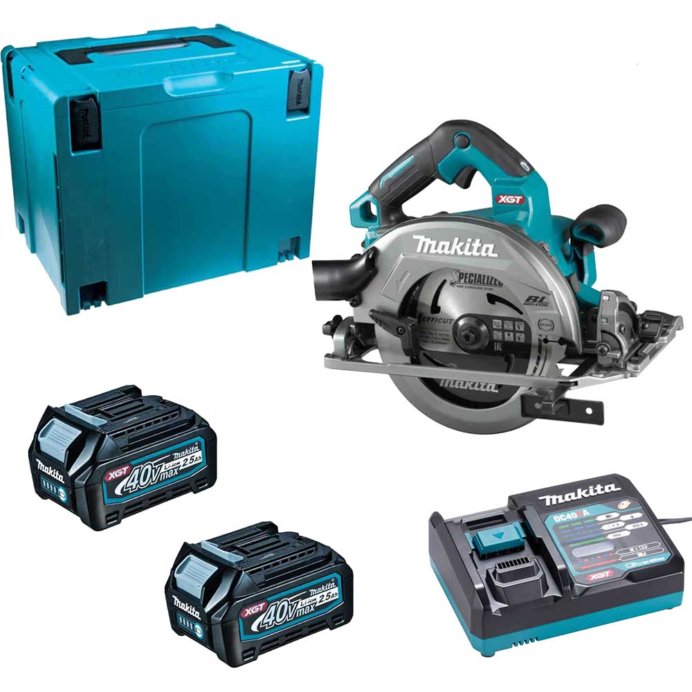 Image of Makita HS004G 40v Max XGT Cordless Brushless Circular Saw 190mm 2 x 2.5ah Li-ion Charger Case